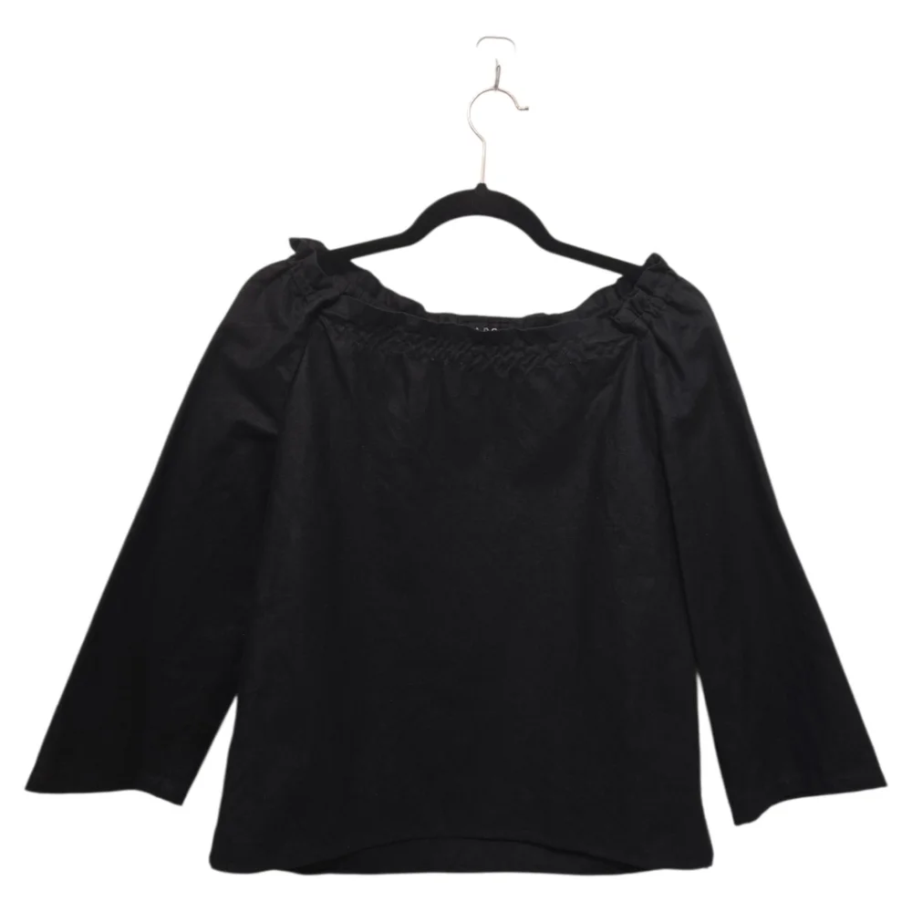 A.P.C. Black Cotton Linen Gathered Peasant Top Size Small - Picture 9 of 11